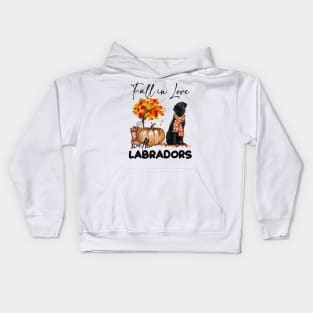 Fall In Love Scarf  Black Labrador Kids Hoodie